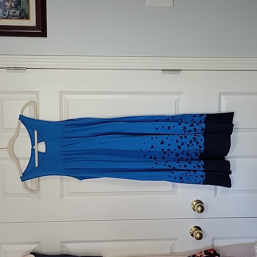 Vintage VS PINK Trapeze Swing Dress Size Large in Blue Hearts